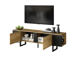 Clearance Móvel para TV de sala de estar - 180 x 40 x 55 cm - com 2 portas + espaço de armazenamento aberto - para TVs de 75 polegadas - aglomerado - cor natural Móvel De Tv