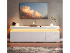 Best Móvel para TV de sala de estar - 150 x 35 x 43 cm - com 3 portas + LEDs + compartimentos de armazenamento - aglomerado - Móvel De Tv