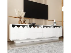 Móvel para TV moderno 170x40x45cm - com 4 portas - design ondulado - MDF + painéis de partículas -^ModernLuxe