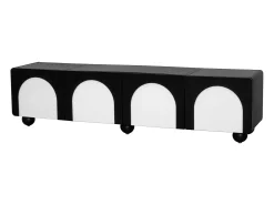 Móvel para TV 180x38x45 cm - 2 gavetas e 2 portas - Design bicor - Pés redondos - MDF + painéis de partículas - Preto e branco^ModernLuxe Hot