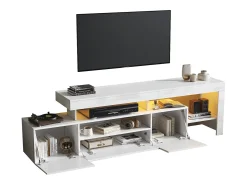 Móvel para TV 192x37x53 cm - 3 portas basculantes - com LED - Armazenamento semiaberto - Acabamento brilhante -*ModernLuxe