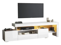 Móvel para TV 192x37x53 cm - 3 portas basculantes - com LED - Armazenamento semiaberto - Acabamento brilhante -*ModernLuxe