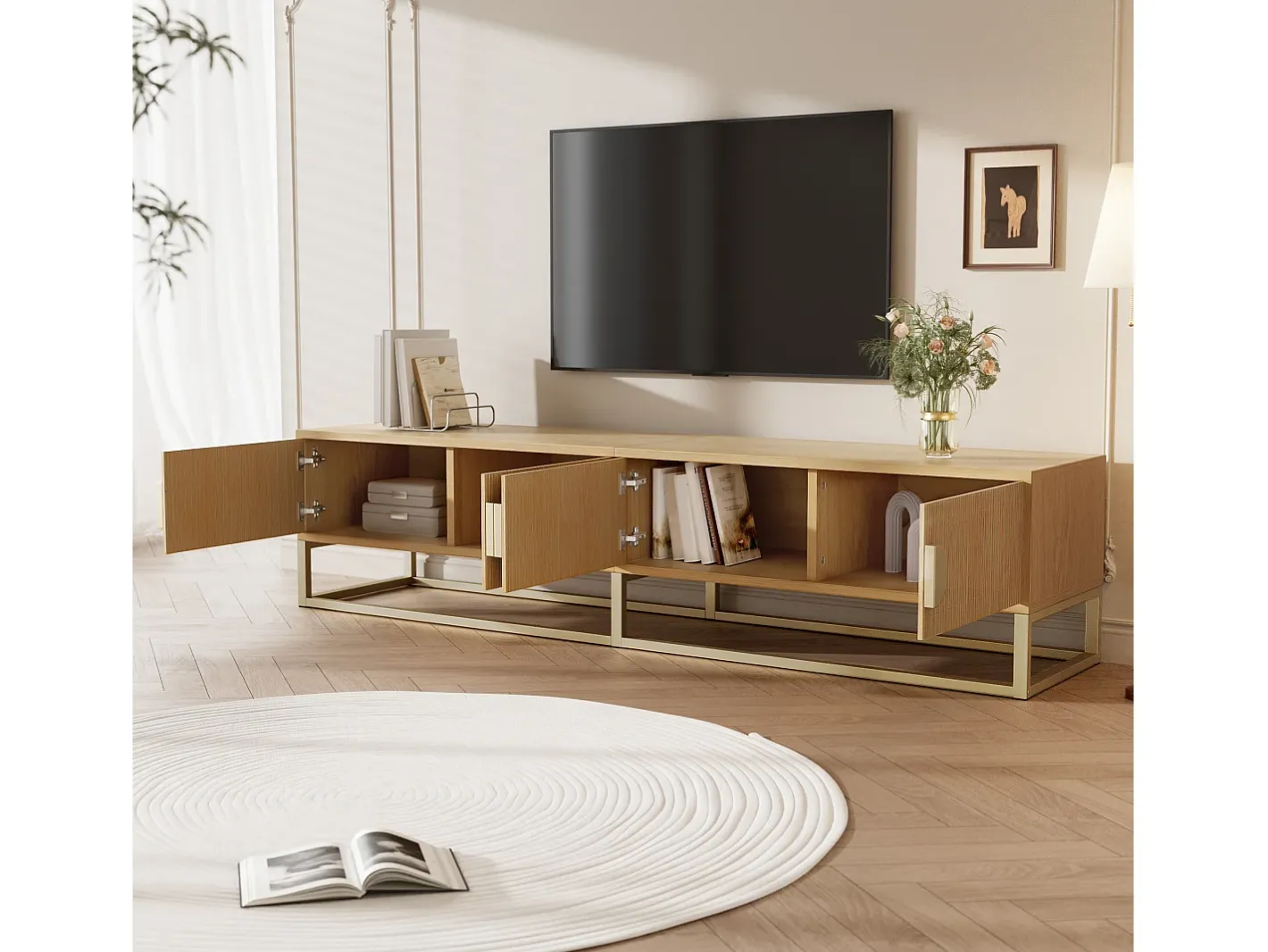 Móvel para TV 180x40x40 cm - 4 portas - Painéis de partículas - Natural*ModernLuxe Online