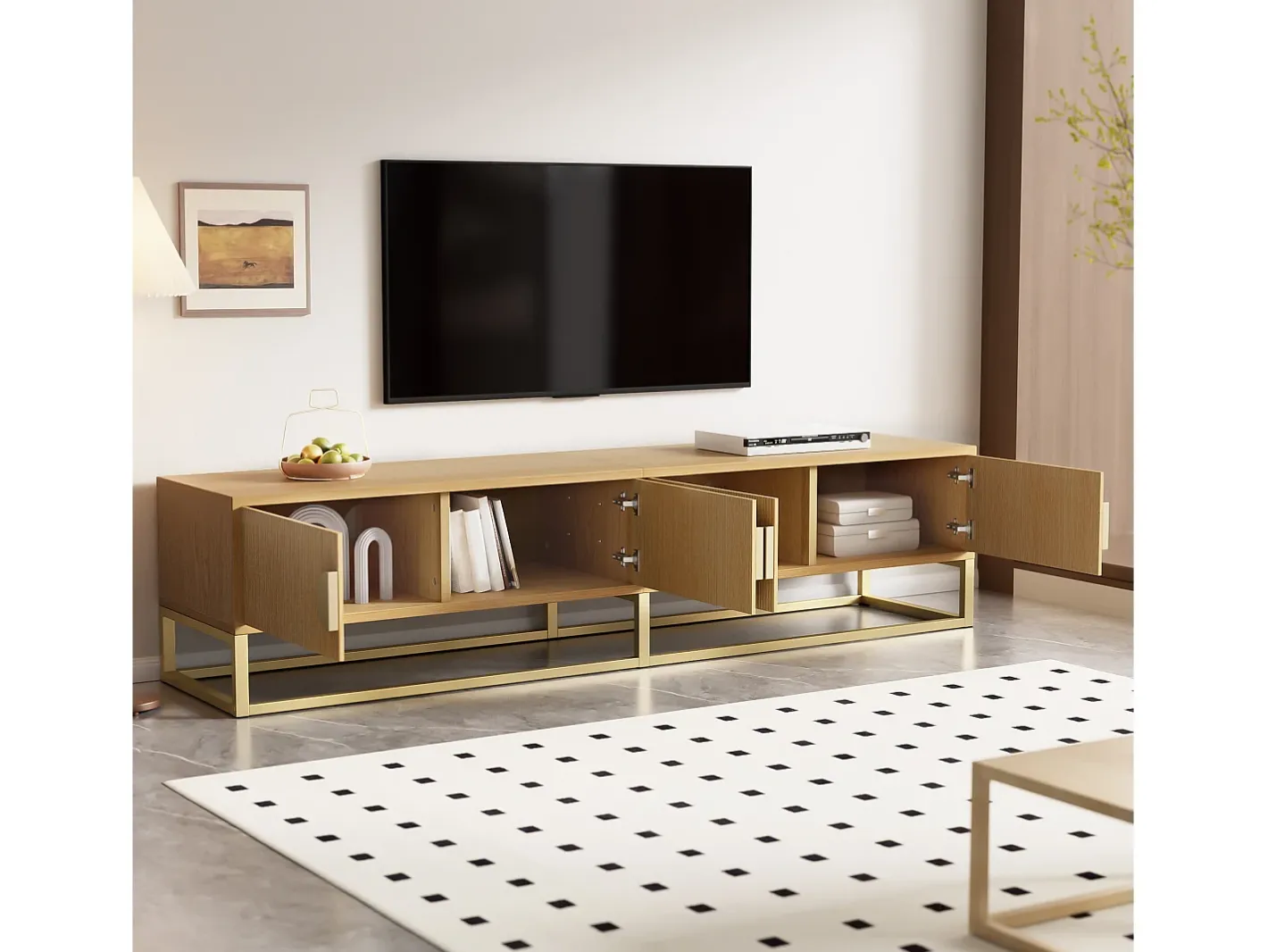 Móvel para TV 180x40x40 cm - 4 portas - Painéis de partículas - Natural*ModernLuxe Online