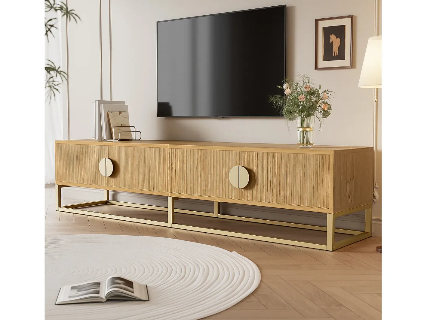 Móvel para TV 180x40x40 cm - 4 portas - Painéis de partículas - Natural*ModernLuxe Online