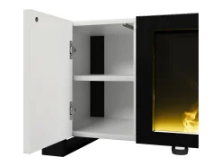 Hot Móvel para TV 165x32x55 cm - 2 portas - Com lareira elétrica efeito chama - Sem aquecimento - Branco + Preto Móvel De Tv