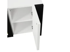 Hot Móvel para TV 165x32x55 cm - 2 portas - Com lareira elétrica efeito chama - Sem aquecimento - Branco + Preto Móvel De Tv