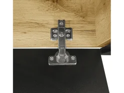 Móvel para TV 180x35x30 cm - acabamento brilhante - com iluminação LED 16 cores - montagem em parede - preto + natural^ModernLuxe Discount