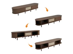 Móvel para TV 180x40x40 cm - design em rattan - pés ajustáveis - com 2 portas - marrom^ModernLuxe New