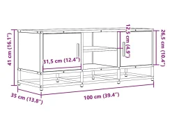 vidaxl Móvel De Tv*Móvel para TV 100x35x41 cm derivados de madeira/metal Preto