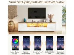 Móvel para TV 180x40x46cm - com 2 gavetas e 2 portas - com iluminação LED - acabamento brilhante - + natural^ModernLuxe