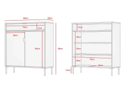 Móvel sapateira/armário - A89cm x C90cm x P29cm carvalho dourado - Alice^Herdasa Clearance