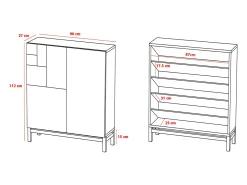 Clearance Móvel sapateira/armário - A112cm x C90cm x P27cm carvalho dourado pés - Volda Móvel De Arrumação|Sapateira