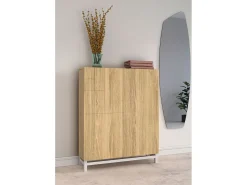 Clearance Móvel sapateira/armário - A112cm x C90cm x P27cm carvalho dourado pés - Volda Móvel De Arrumação|Sapateira