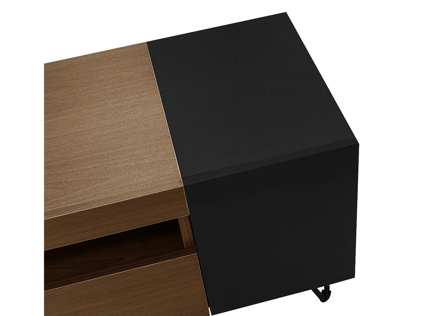 Hot Móvel TV 180 cm - uma porta basculante e 4 compartimentos abertos em ambos os lados - Preto e Natural Móvel De Tv