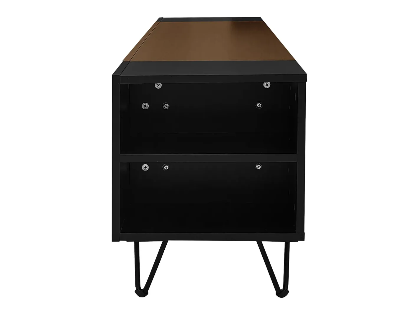 Hot Móvel TV 180 cm - uma porta basculante e 4 compartimentos abertos em ambos os lados - Preto e Natural Móvel De Tv