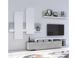 Petits-Meubles Móvel De Tv*Móvel TV 1 gaveta Ilyes branco e betão 219cm Cinzento