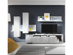 Petits-Meubles Móvel De Tv*Móvel TV 1 gaveta Ilyes branco e betão 219cm Cinzento