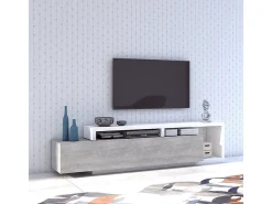 Petits-Meubles Móvel De Tv*Móvel TV 1 gaveta Ilyes branco e betão 219cm Cinzento