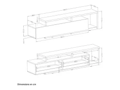 Petits-Meubles Móvel De Tv*Móvel TV 1 gaveta Ilyes branco e betão 219cm Cinzento