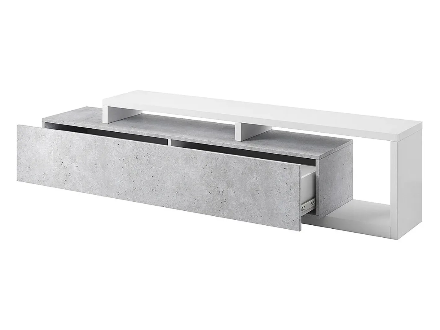 Petits-Meubles Móvel De Tv*Móvel TV 1 gaveta Ilyes branco e betão 219cm Cinzento