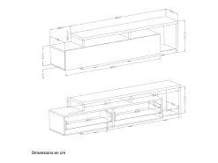 Móvel TV 1 gaveta Ilyes madeira e cinzento 219cm Móvel De Tv