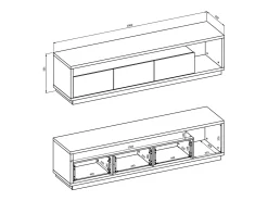 Móvel TV 3 gavetas Asten branco e madeira 200cm^Petits-Meubles Discount