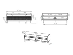 Móvel TV 2 gavetas Connie caxemira e madeira 153,8cm*Petits-Meubles Hot