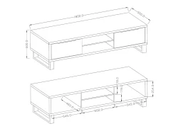 Móvel TV 2 gavetas Eden madeira e metal 180cm*Petits-Meubles Hot