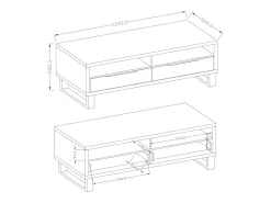 Móvel TV 2 gavetas Eden madeira e metal 124cm^Petits-Meubles Discount
