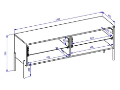 Móvel TV 2 gavetas Lucilla madeira 140cm^Petits-Meubles Outlet