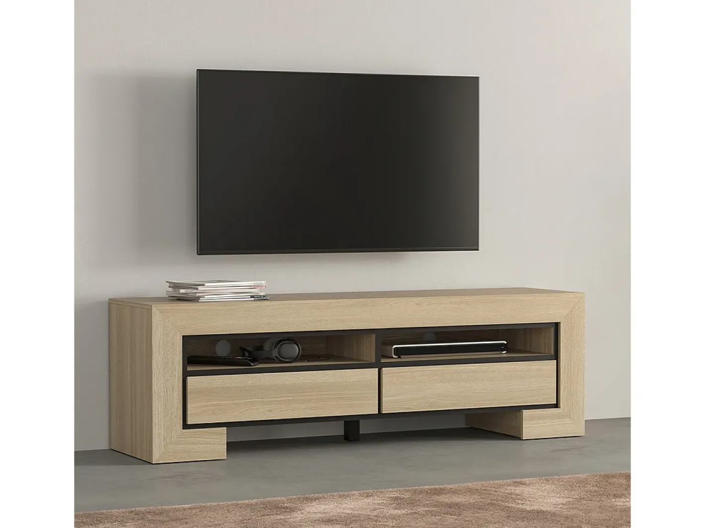 Móvel TV 2 gavetas Lucius madeira e 160cm^Petits-Meubles