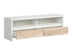 New Móvel TV 2 gavetas Soren madeira e branco 143,5cm Móvel De Tv