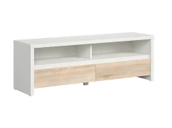New Móvel TV 2 gavetas Soren madeira e branco 143,5cm Móvel De Tv