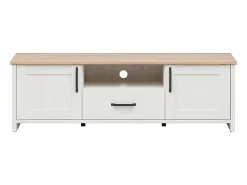 Móvel TV 2 portas 1 gaveta Aksel branco e madeira 160cm^Petits-Meubles Online