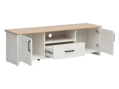Móvel TV 2 portas 1 gaveta Aksel branco e madeira 160cm^Petits-Meubles Online