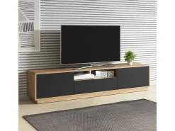 Clearance Móvel TV 2 portas 1 gaveta Raven mate e madeira 200cm Móvel De Tv