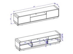 Clearance Móvel TV 2 portas 1 gaveta Raven mate e madeira 200cm Móvel De Tv