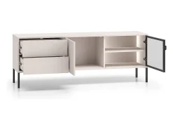 Petits-Meubles Móvel De Tv*Móvel TV 2 portas 2 gavetas Paige caxemira e preto 160cm Bege