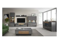 Petits-Meubles Móvel De Tv*Móvel TV 2 portas 2 gavetas Jules cinzento e madeira 159cm Cinzento / Natural claro