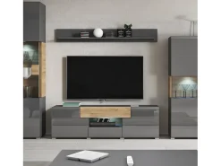 Petits-Meubles Móvel De Tv*Móvel TV 2 portas 2 gavetas Jules cinzento e madeira 159cm Cinzento / Natural claro
