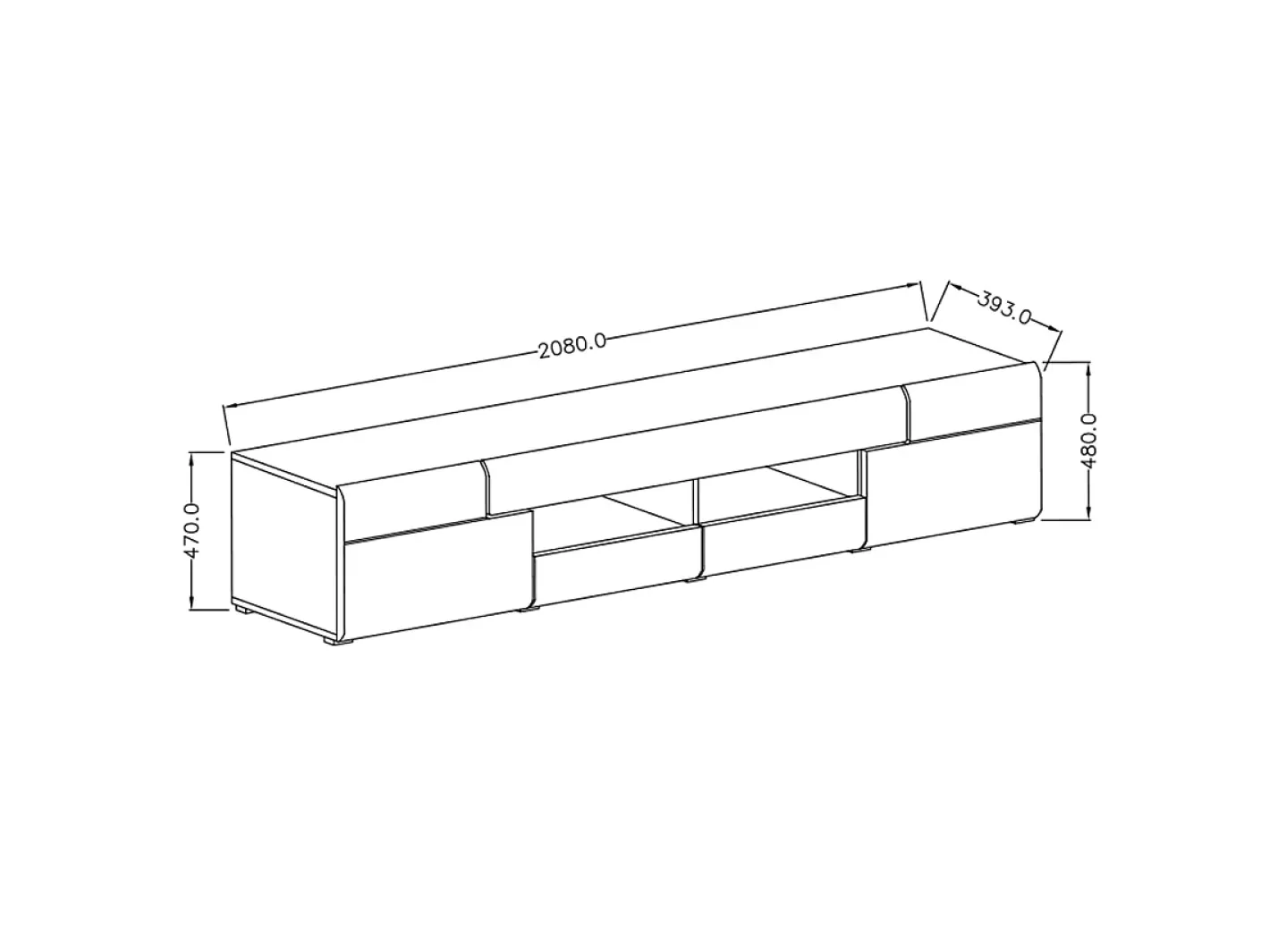Petits-Meubles Móvel De Tv*Móvel TV 2 portas 2 gavetas Jules cinzento e madeira 208cm Cinzento / Natural claro