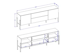Móvel TV 2 portas 2 gavetas Bérénice caxemira e preto 204cm^Petits-Meubles