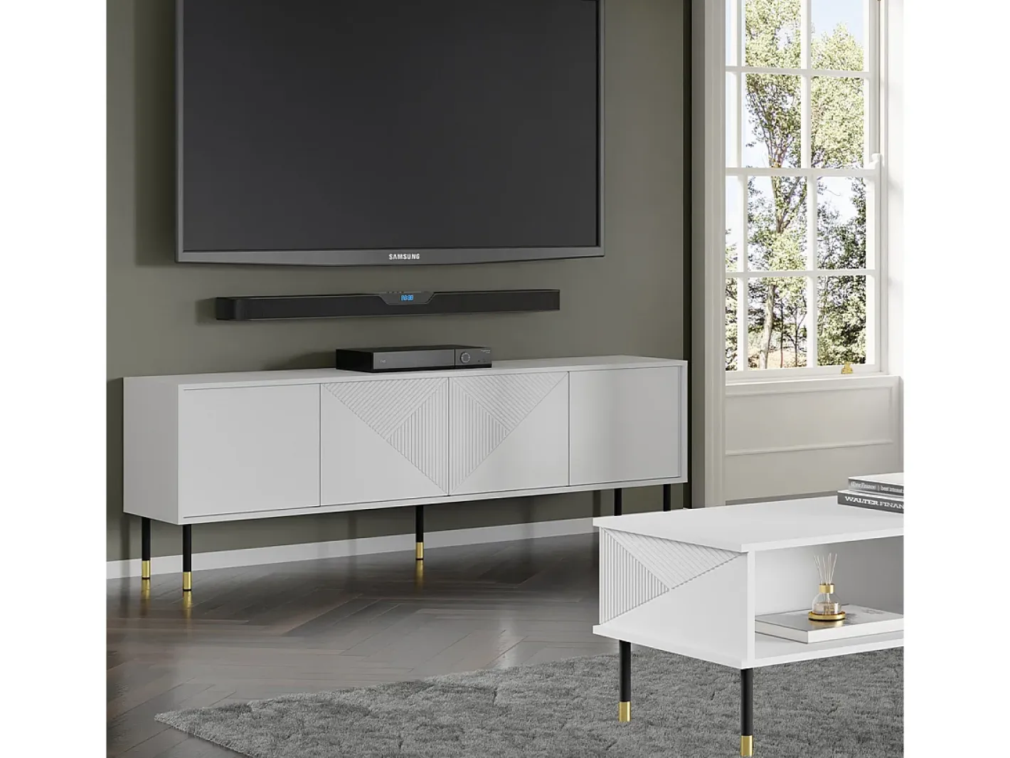 Petits-Meubles Móvel De Tv*Móvel TV 4 portas Aglaé 180cm Branco
