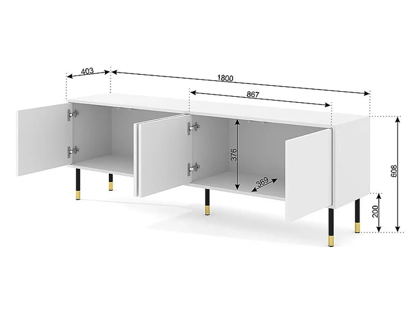 Petits-Meubles Móvel De Tv*Móvel TV 4 portas Aglaé 180cm Branco