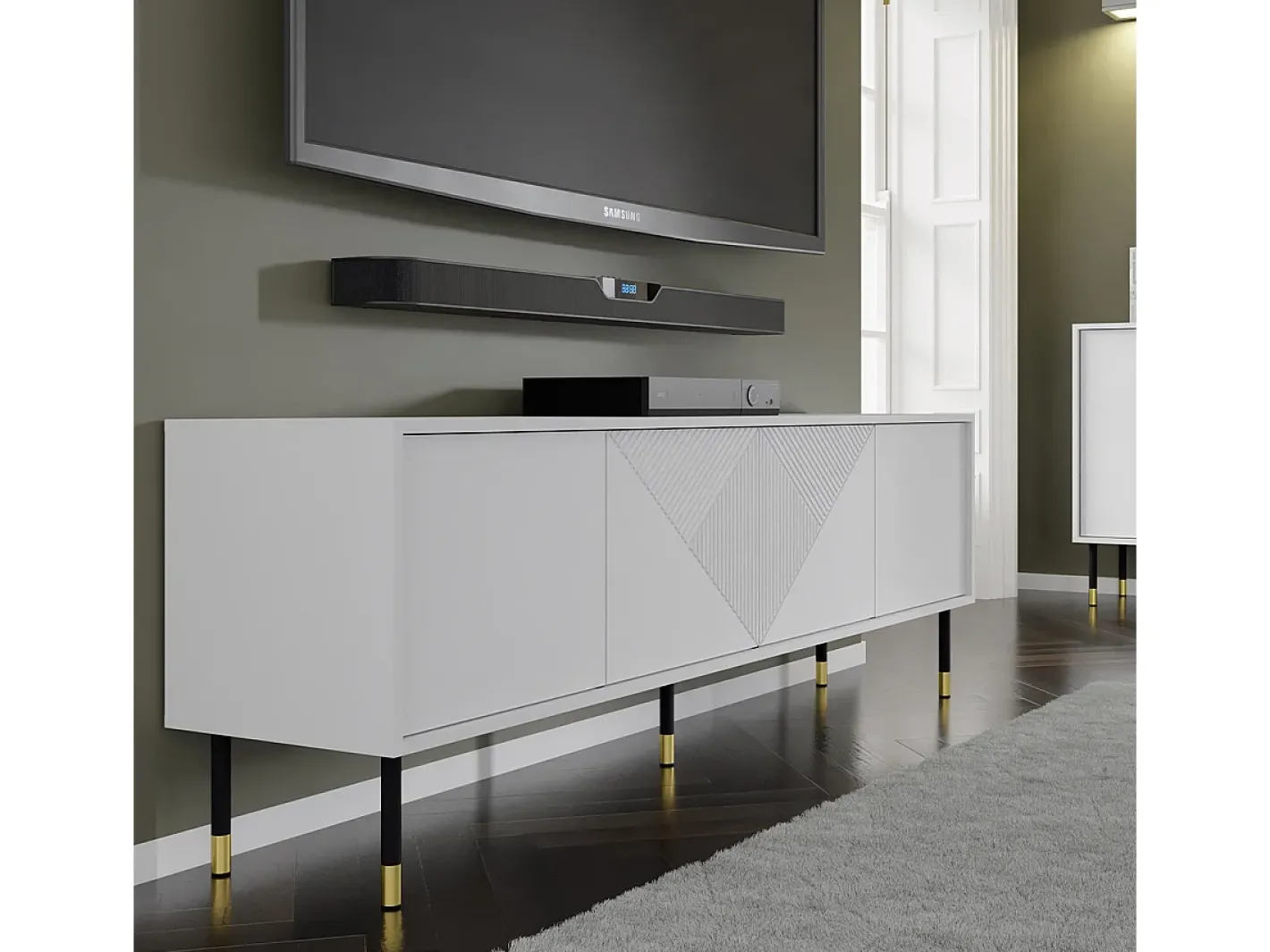 Petits-Meubles Móvel De Tv*Móvel TV 4 portas Aglaé 180cm Branco