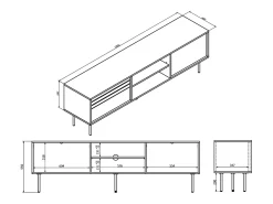 Móvel TV 2 portas Astra madeira escura e caxemira 180cm^Petits-Meubles Outlet