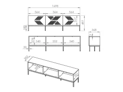 Petits-Meubles Móvel De Tv*Móvel TV 3 portas Aura 170cm Branco