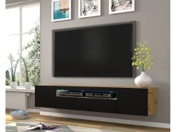 Furnlux Móvel De Tv*Móvel TV 3 portas Aurus madeira e preto 200cm Preto / Creme