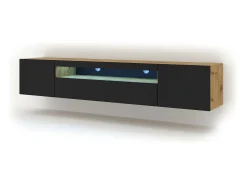 Furnlux Móvel De Tv*Móvel TV 3 portas Aurus madeira e preto 200cm Preto / Creme